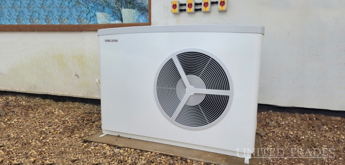 Steibel Eltron air source heat pump installed by United Trades